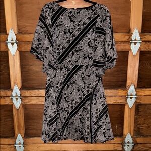 Ralph Lauren Black and Gray Sheath Dress with Dolman Sleeves